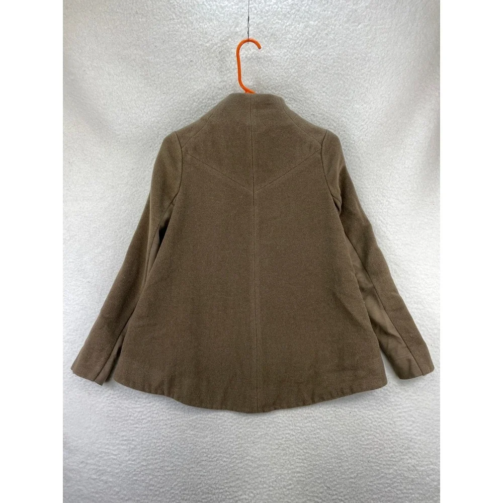 BCBGMAXAZRIA Asymmetric Zip Moto Jacket Womens XXS Brown Wool Blend Coat